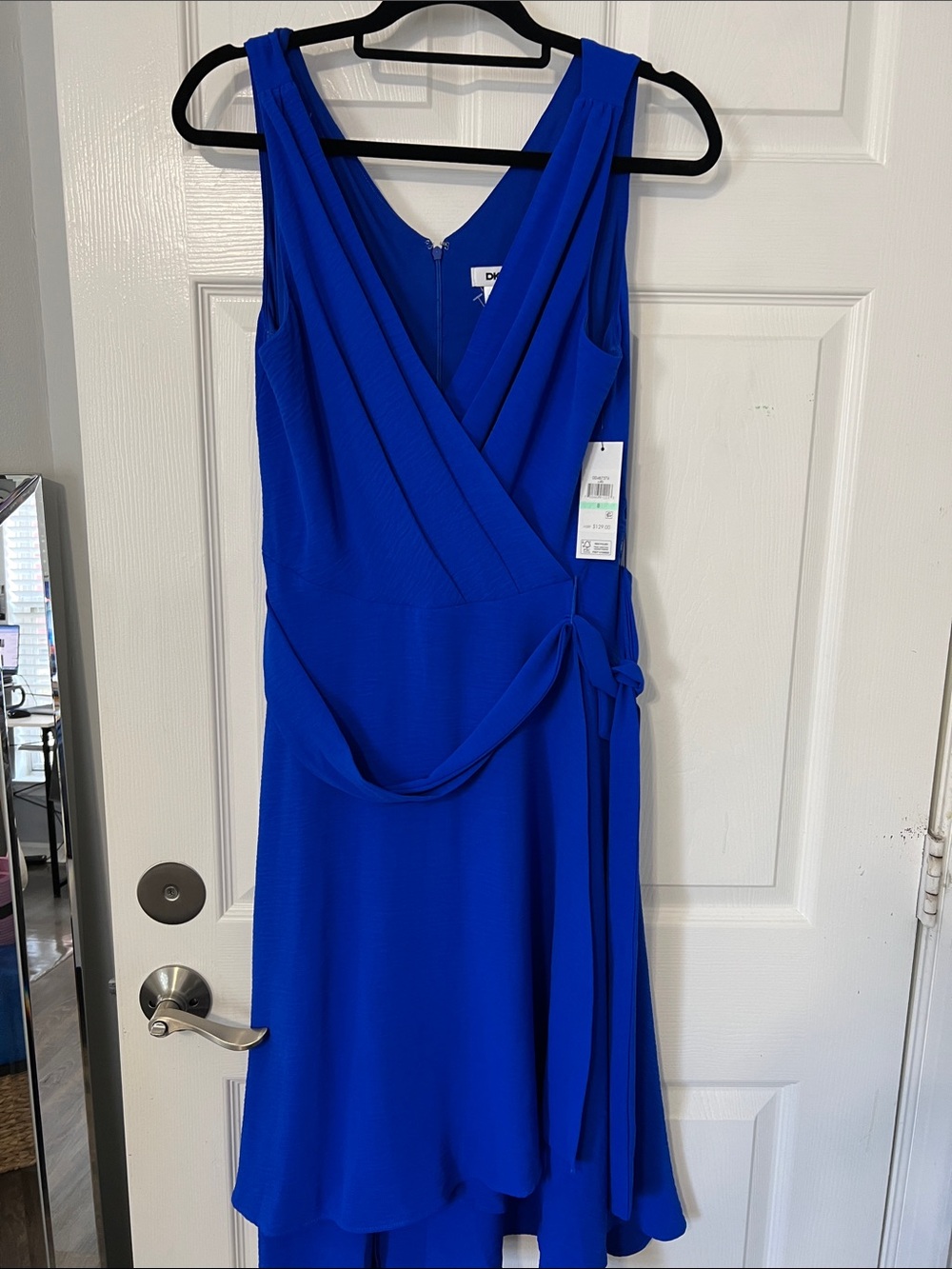 DKNY Cobalt Blue Deep-V Wrap Dress